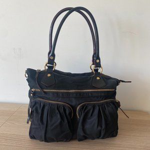 MZ Wallace Black Jane Satchel Bag in Bedford Nylon